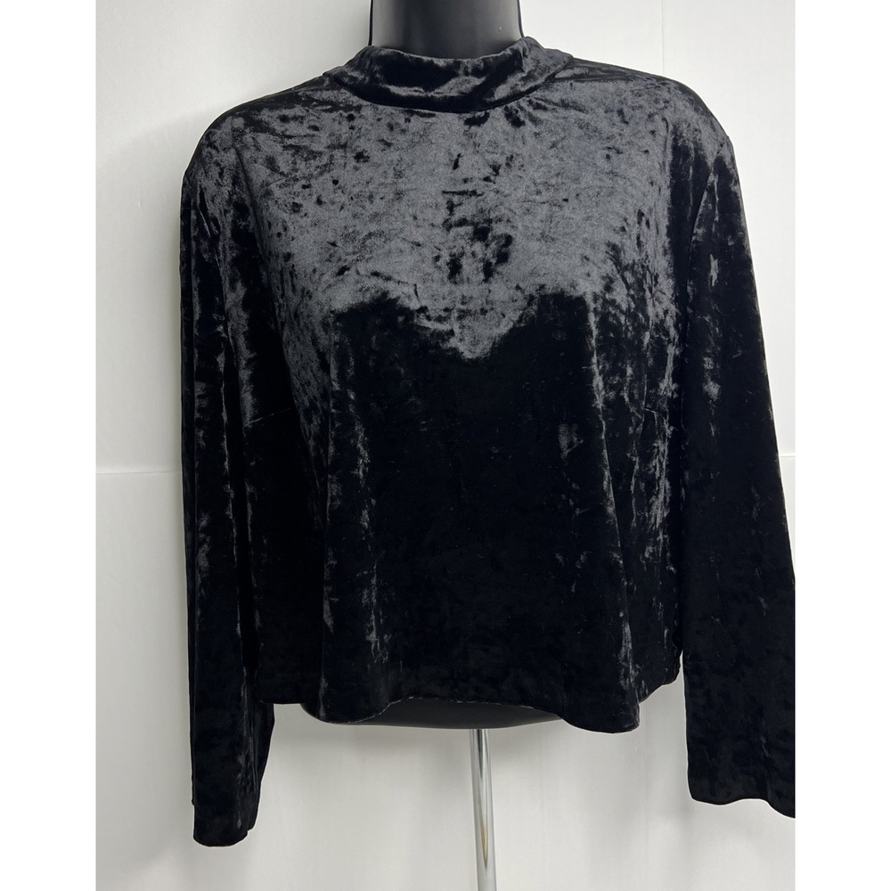 Leyden Women's Black Velvet‎ Top Size XL~Longsleeve~NWT